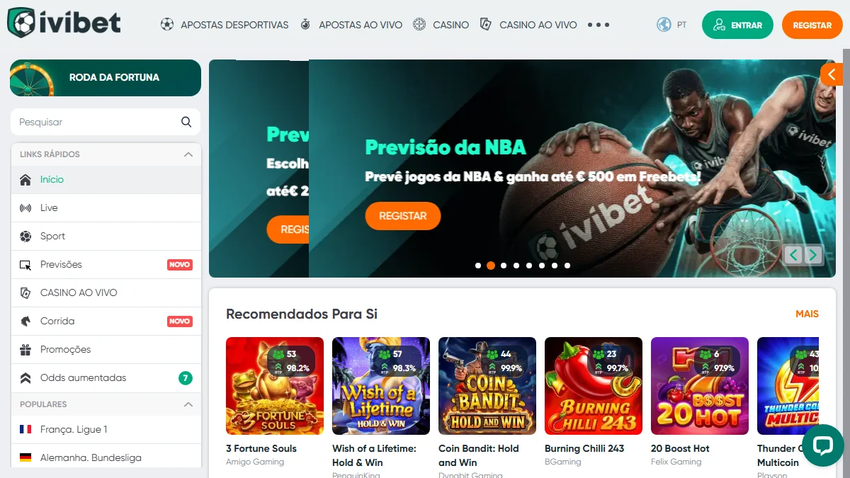 Página institucional IviBet com descrição da operadora