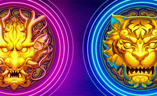 Capa do slot Dragon Tiger Luck, PG Soft tema confronto dragão vs tigre, sorte chinesa