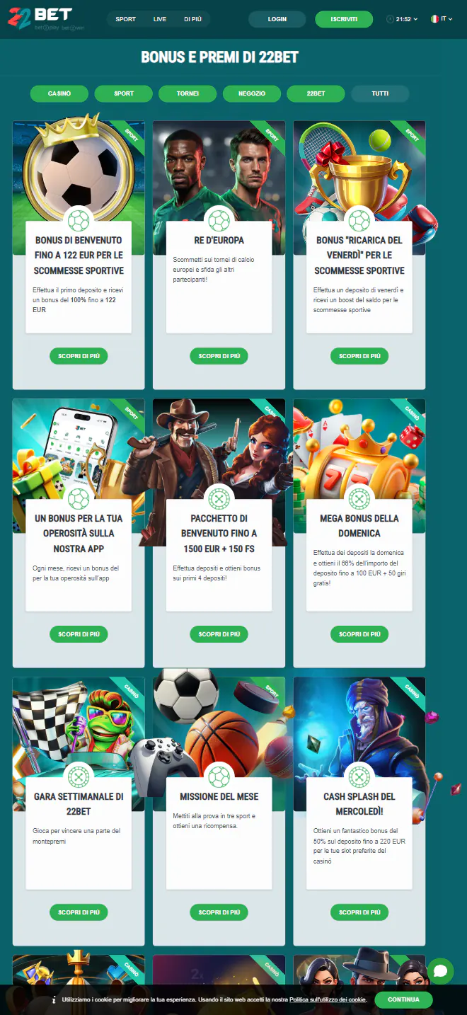 Página de bônus e prêmios da 22Bet com bônus de boas-vindas para esportes e pacote de cassino com 150 giros: casa de aposta chinesa com bônus de cadastro