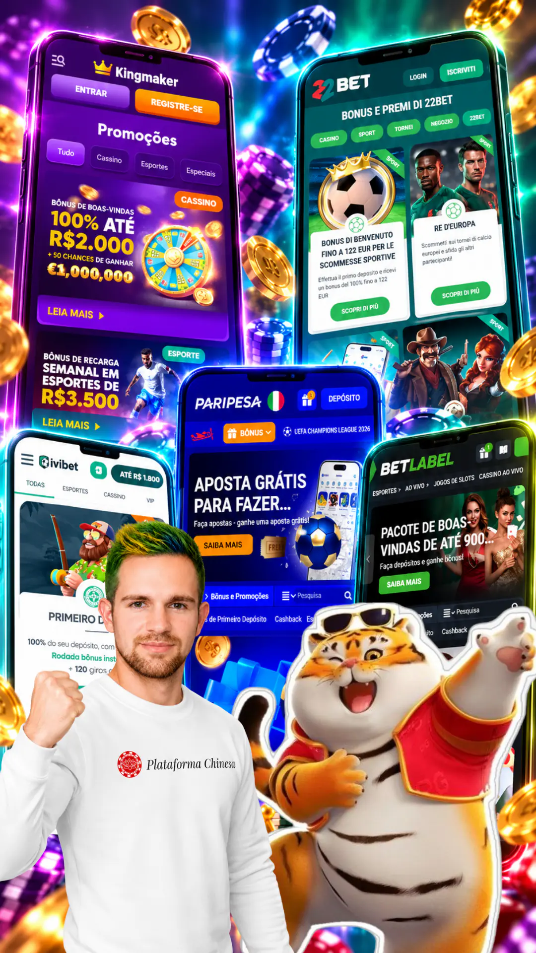 Casa de aposta chinesa com bônus de cadastro: Tomáš Baláž e as telas de promoções de Kingmaker, 22Bet, PariPesa, IviBet e BetLabel no celular