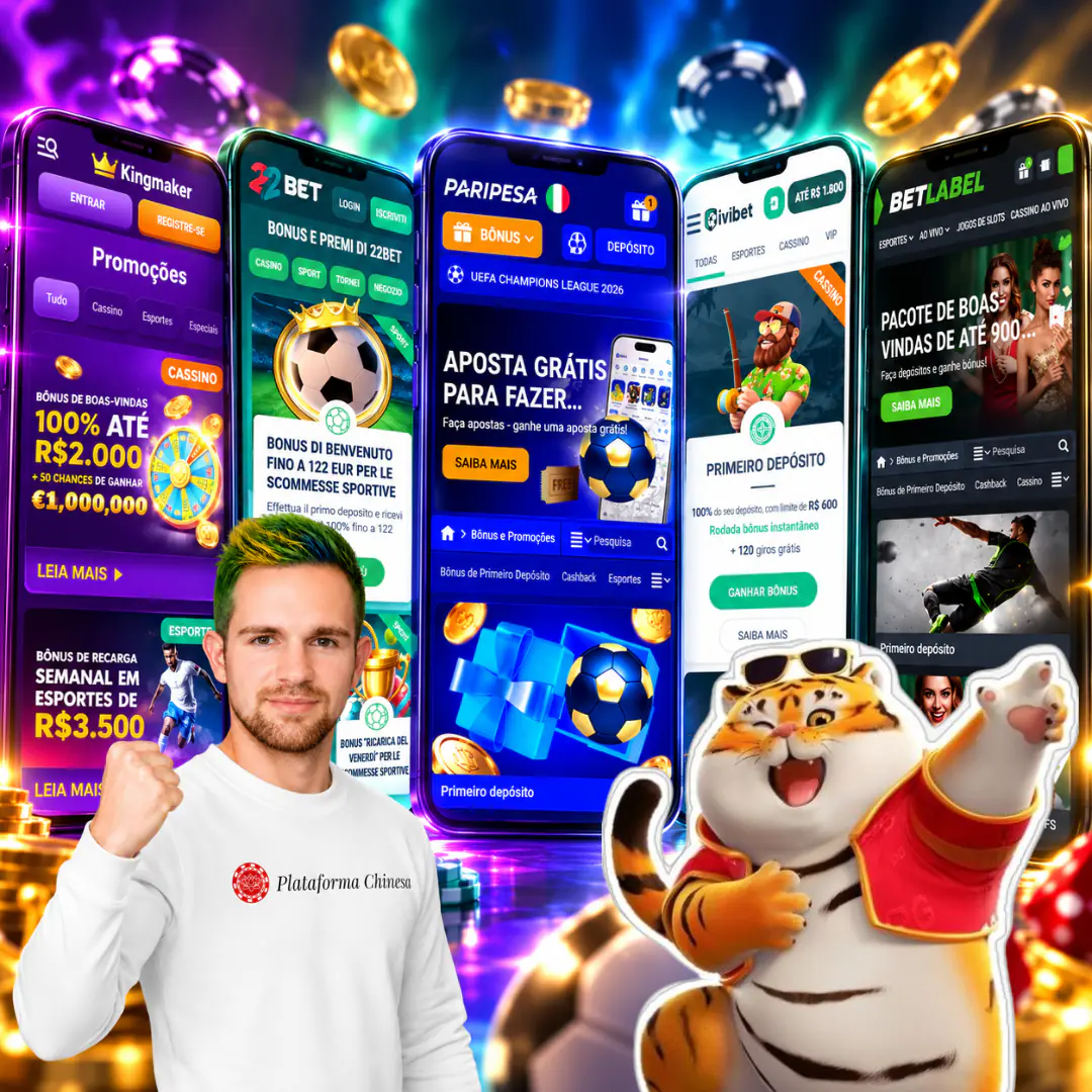 Plataforma chinesa com bônus de cadastro: celulares com as ofertas de Kingmaker, 22Bet, PariPesa, IviBet e BetLabel ao lado de Tomáš Baláž